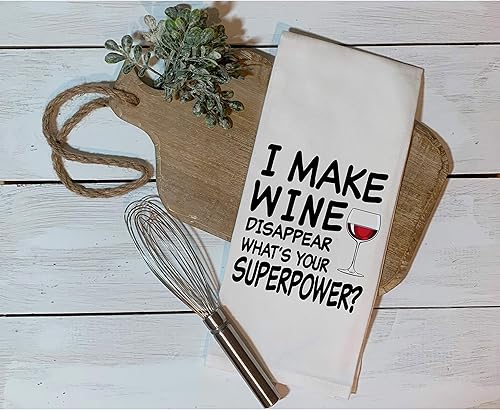 Miniatura 3 de Toalla de cocina con texto en inglés "I Make Wine Disappeare", ideal como regalo de inauguración de la casa