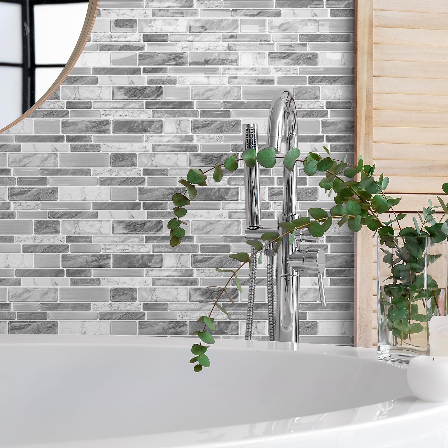 20-Sheet Peel and Stick Backsplash Tiles, 3D Tile Stickers, Waterproof Kitchen/Bathroom Wall Decor for Home Vinyl Decorative Marble Tiles