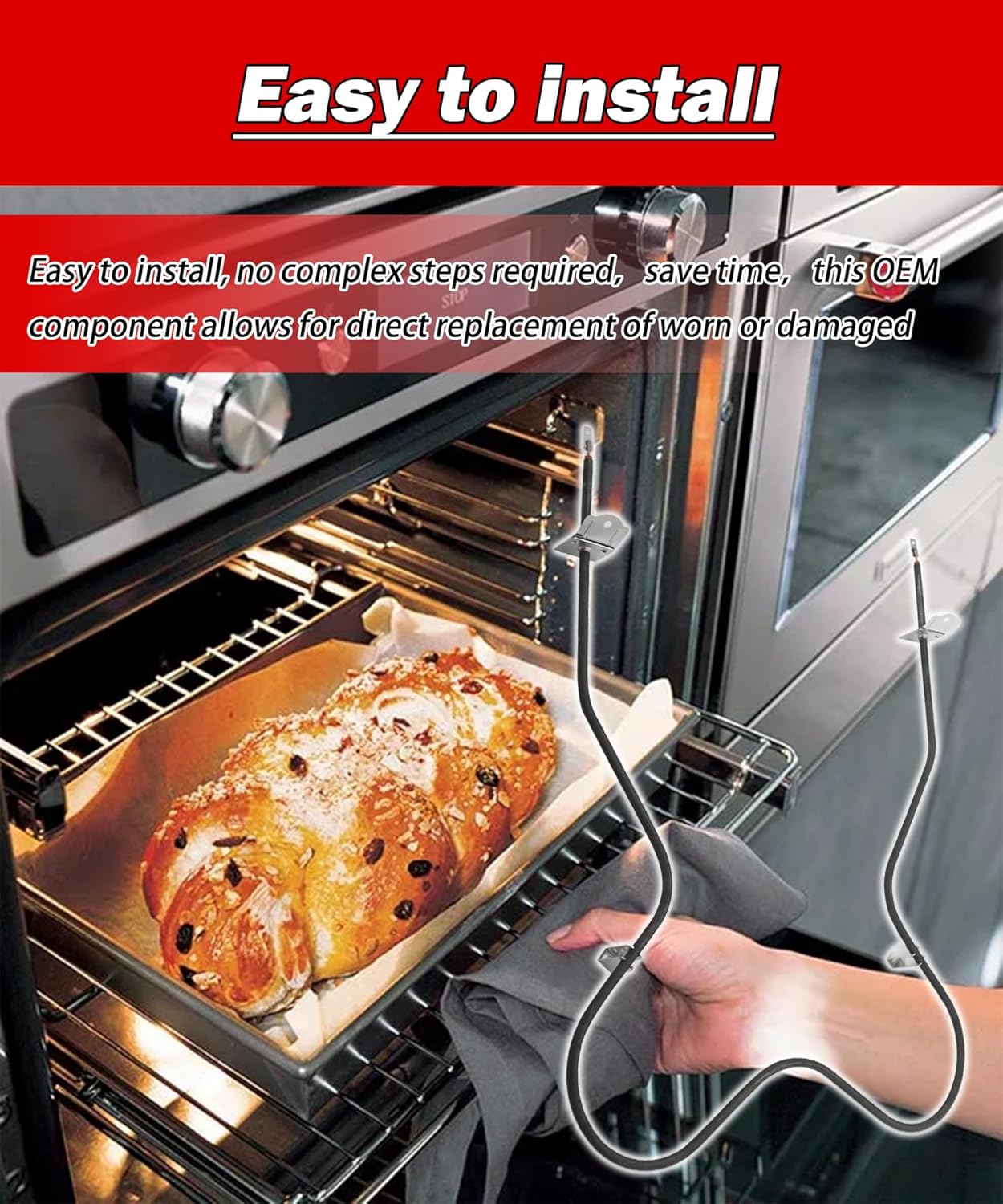 74004105 7406P42760 Oven Baking Heating Element Compatible With Maytag Whirlpool GGE350LWB00 MER6770AAB JDR8895BAW13，Replace #W10314702 PS2082040 AP4096820
