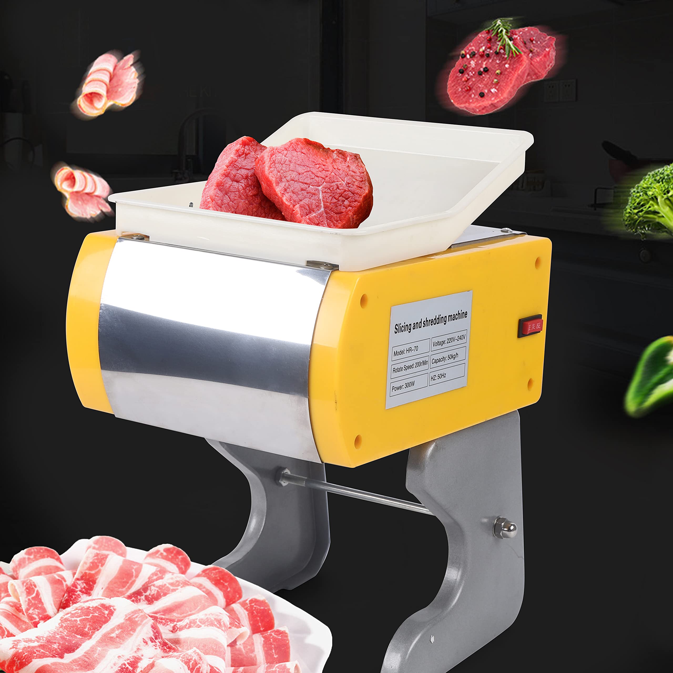 Affettatrice elettrica professionale professionale per affettare verdure, affettatrice per carne e salumi, 200 giri/min