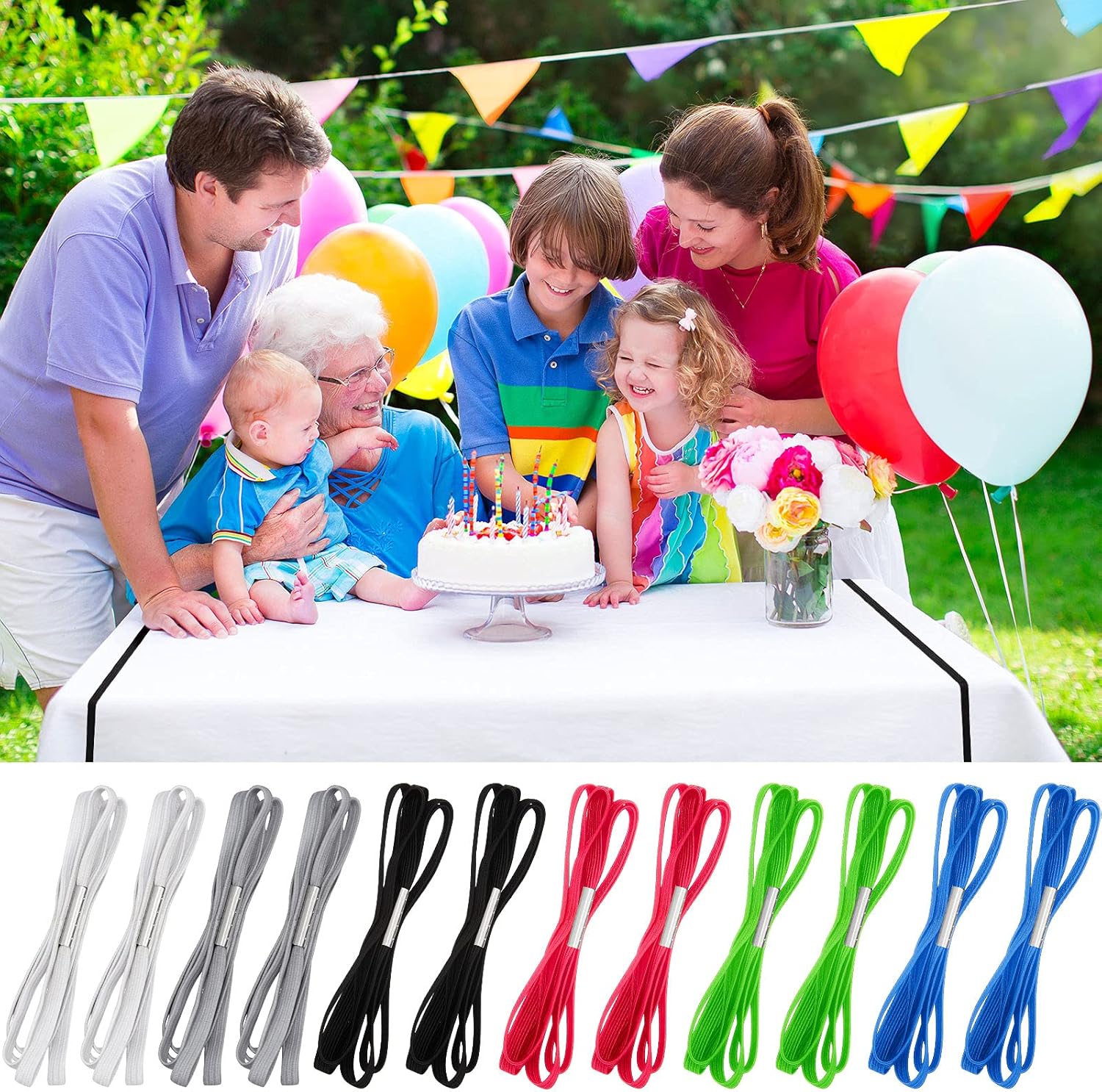 Table Bungees Tablecloth Strap Band Elastic Picnic Table Bungees Table Cloth Bungees Straps Colors Table Bands Tablecloth Cord to Hold Down Table Cloths for Camping Wedding Outdoor(24 Pieces)
