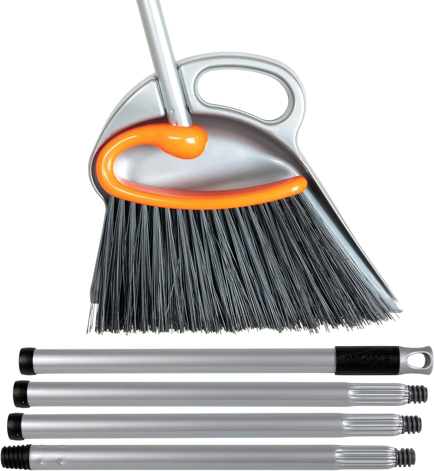 Surfer Combo Broom with Dustpan Combo Set – 4-Piece Composable Handle Broom and Dustpan Set with Long Handle | Durable Dust Pan & Broom for Home and Commercial Cleaning