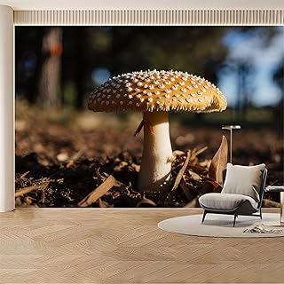 Custom Wall Mural Wallpaper Mushroom Forest Photography Nature Amanita Muscaria Fungi Removable SelfAdhesive Large Photo for Living Room,Bedroom,Office
