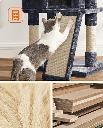 Miniatura 5 de Feandrea Torre para gatos, árbol para gatos de interior, condominio para gatos de 45.3 pulgadas con poste rascador, rampa, perca, cueva espaciosa