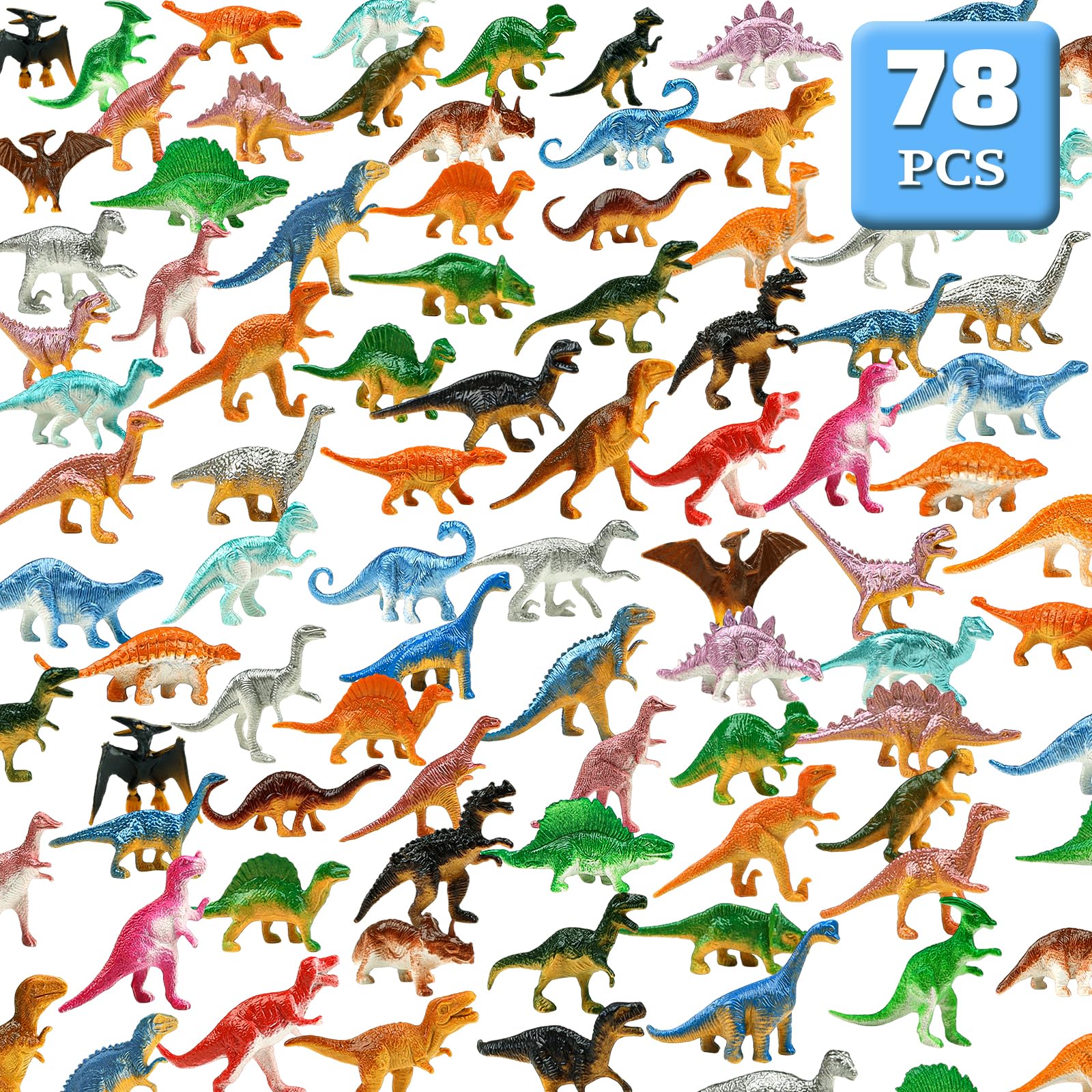 Zestaw 78 figurek dinozaurów, małe figurki dinozaurów, mini dinozaury, tworzywo sztuczne, zabawka edukacyjna dla chłopców i dziewczynek, prezent na urodziny dziecka