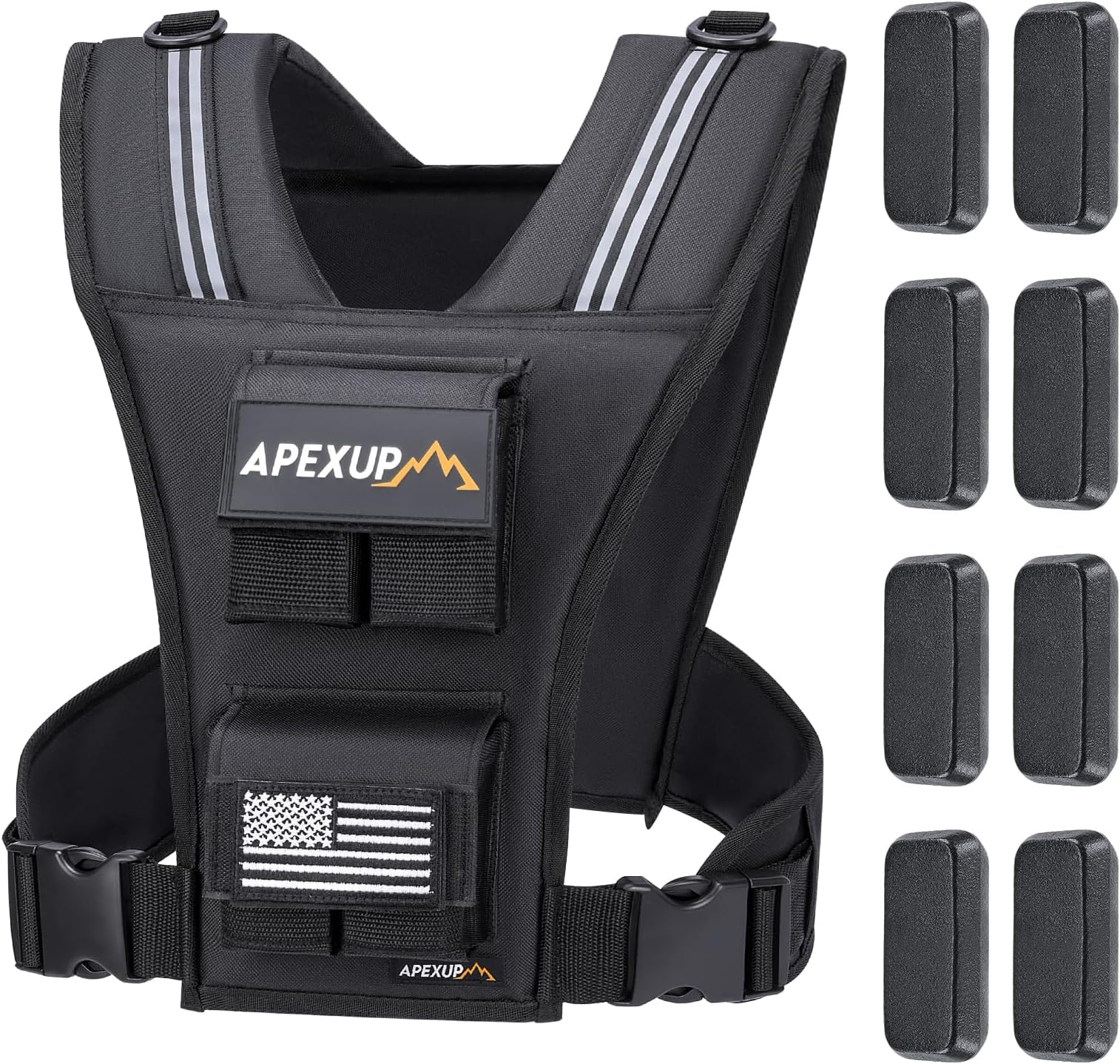 - APEXUP Adjustable Weighted Vest Men 20lbs/30lbs/40lbs Weights with Reflective Stripe, Weight Vest Woman Workout Vest for Strength Training Running Walking