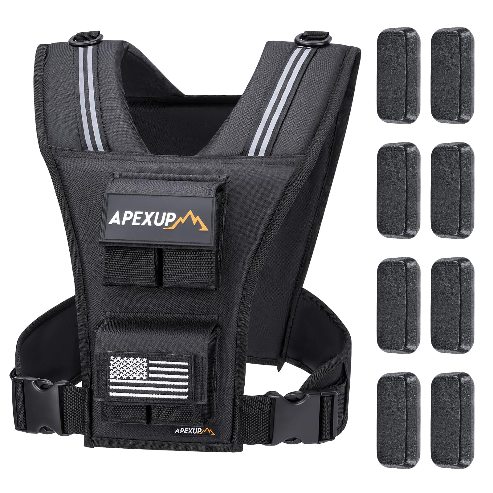 APEXUP Adjustable Weighted Vest Men 20lbs/30lbs/40lbs Weights with Reflective Stripe, Weight Vest Woman Workout Vest for Strength Training Running Walking