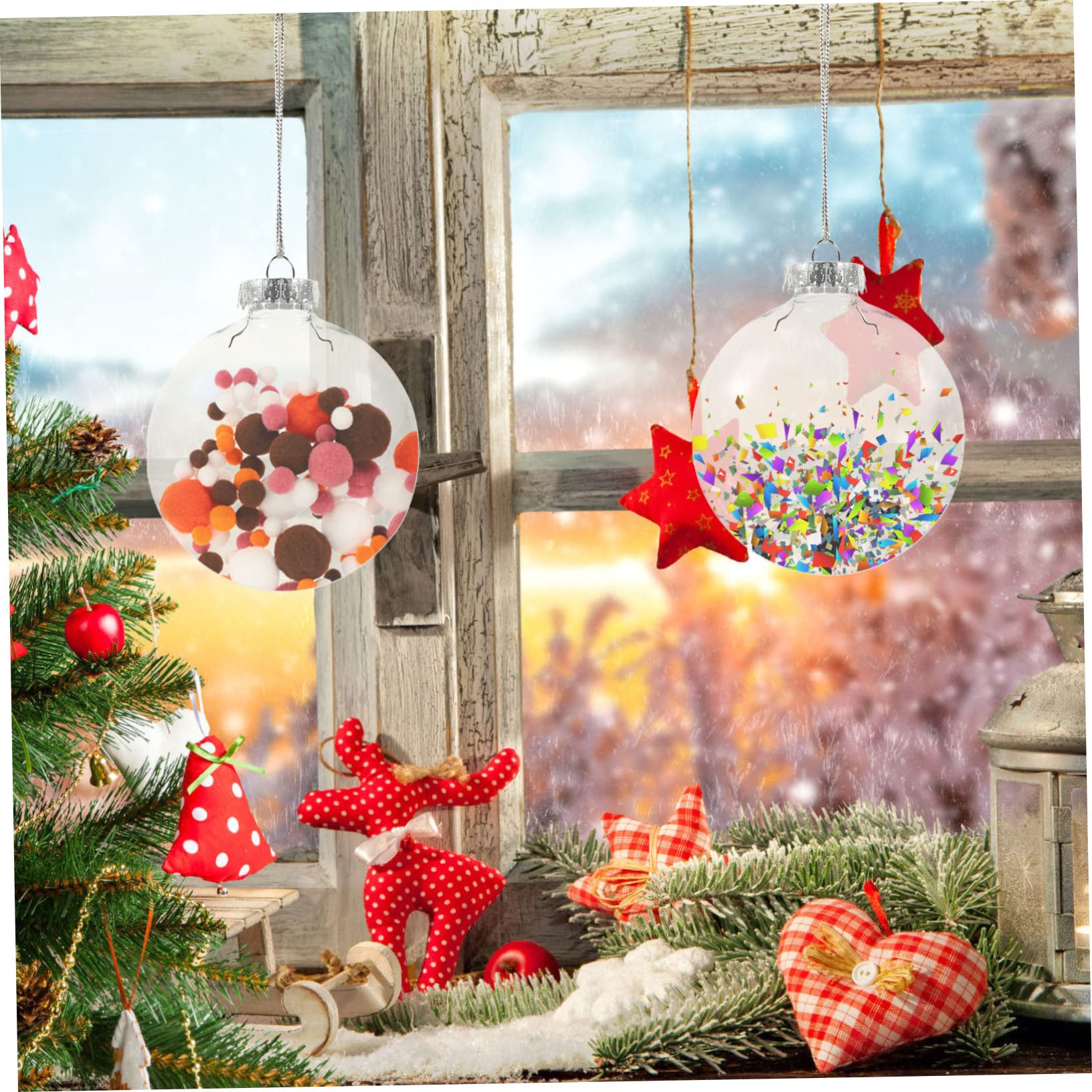 CAXUSD 10Pcs Clear Christmas Ball Ornaments Fillable Flat Hanging Xmas Decorations for Diy Crafts and Holiday Home Decor - Image 4