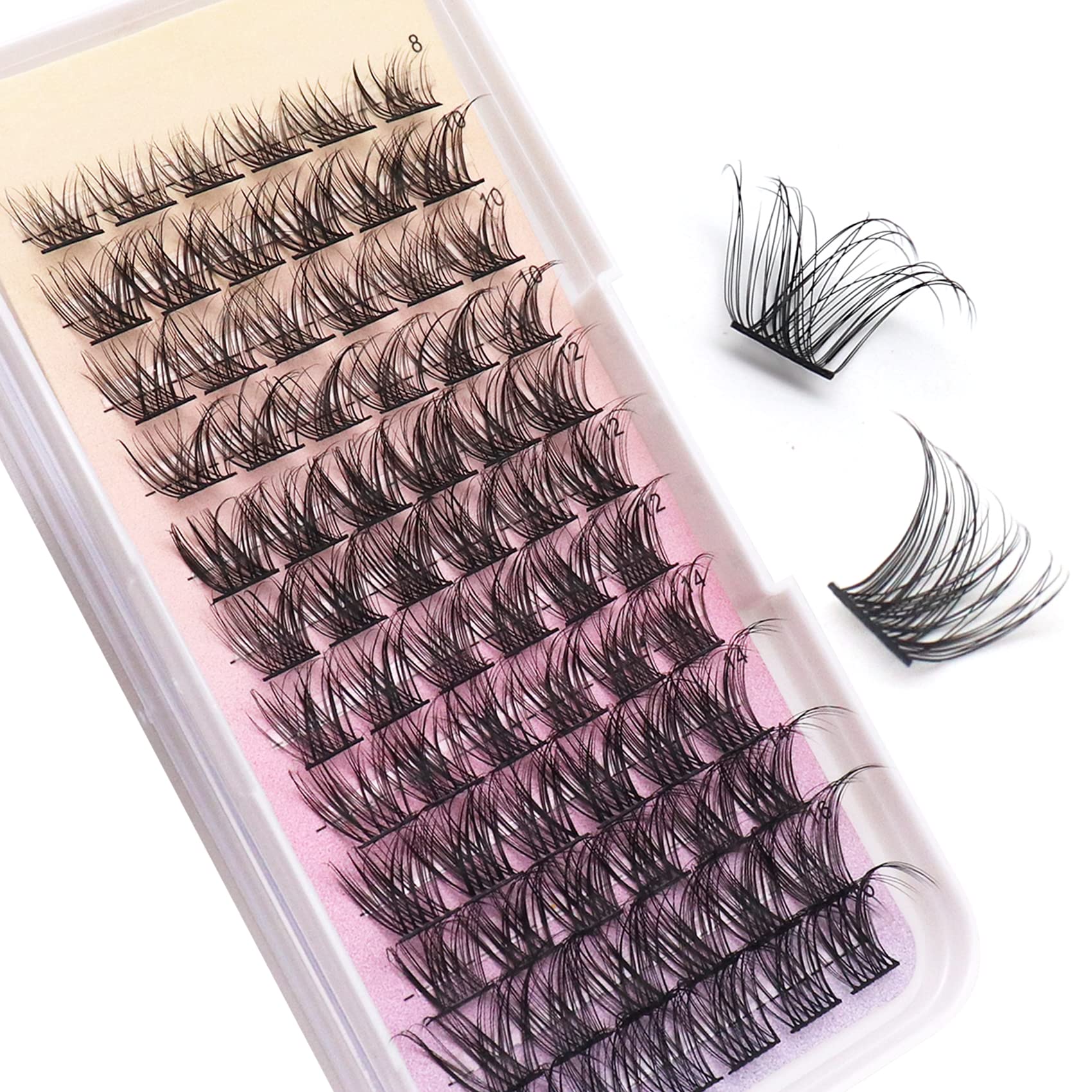 LoshaIndividual Lashes 72 Pcs Cluster Lashes Extension 8-16mm Mixed D Curl Lash Clusters Soft Thin Band DIY Eyelash Extensions Wispy False Eyelashes for Personal Makeup| B10-8-16mm