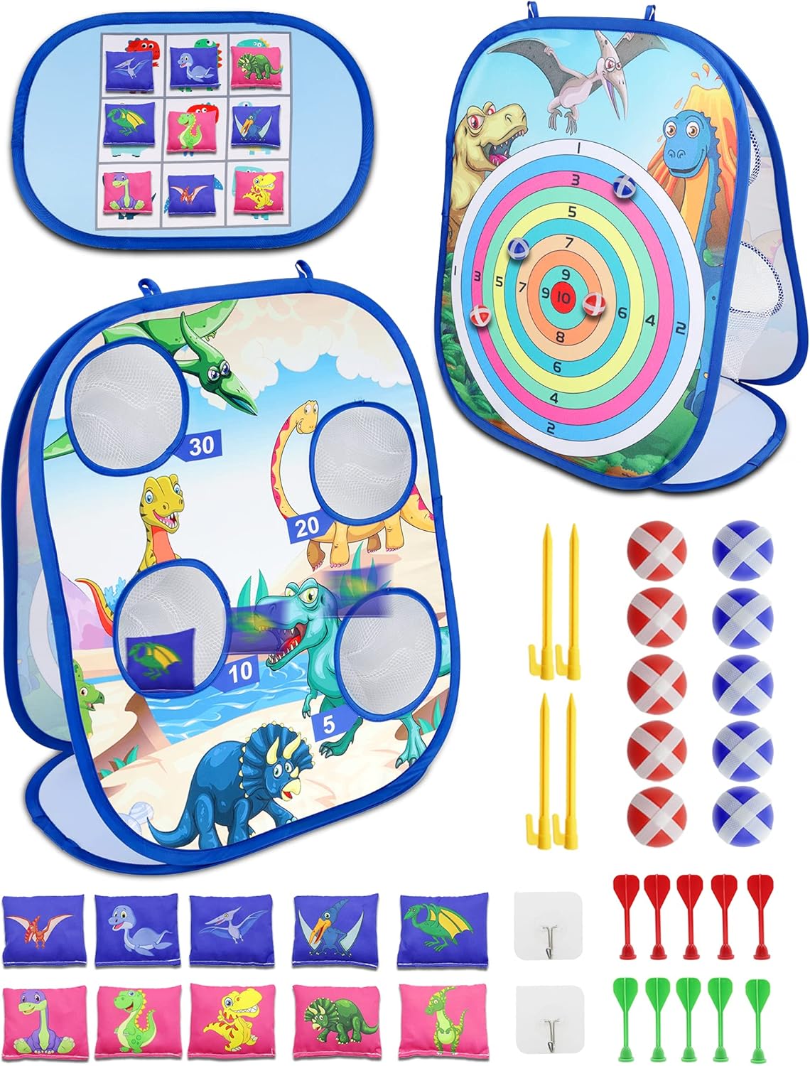 Bean Bag Toss Game Outdoor Toys for Kids Ages2 3 4 5 6 7 8 Year Old,Sticky Balls Lawn Darts Sets,Toddlers Boys Girls Adults Birthday Party Carnival Double Backyard Indoor Outside Beach : Toys & Games