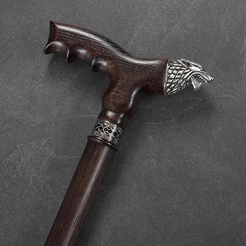Miniatura 6 de Asterom Bastón de lobo – Bastones de caminar hechos a mano, ergonómicos, de madera para hombres y mujeres – Bastón de cabeza de lobo, elegante