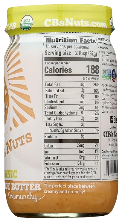 CB's Nuts Organic Creamunchy Peanut Butter, 16 oz