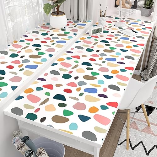 Miniatura 5 de Colorido patrón de terrazo para pared, diseño de piedras irregulares, lunares, geométricos, bohemio, abstracto, extraíble, despegar y pegar, papel