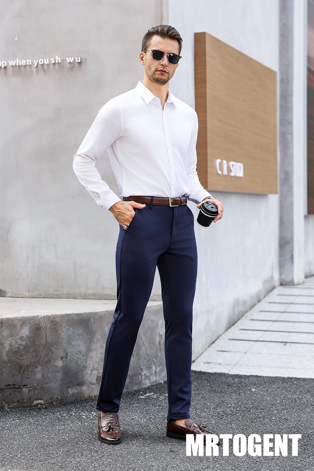 Men's Dress Pants Slim Fit Flat Front Wrinkle-Resistant Premium Business Casual Pant - Easy Care, Versatile Style - Image 6