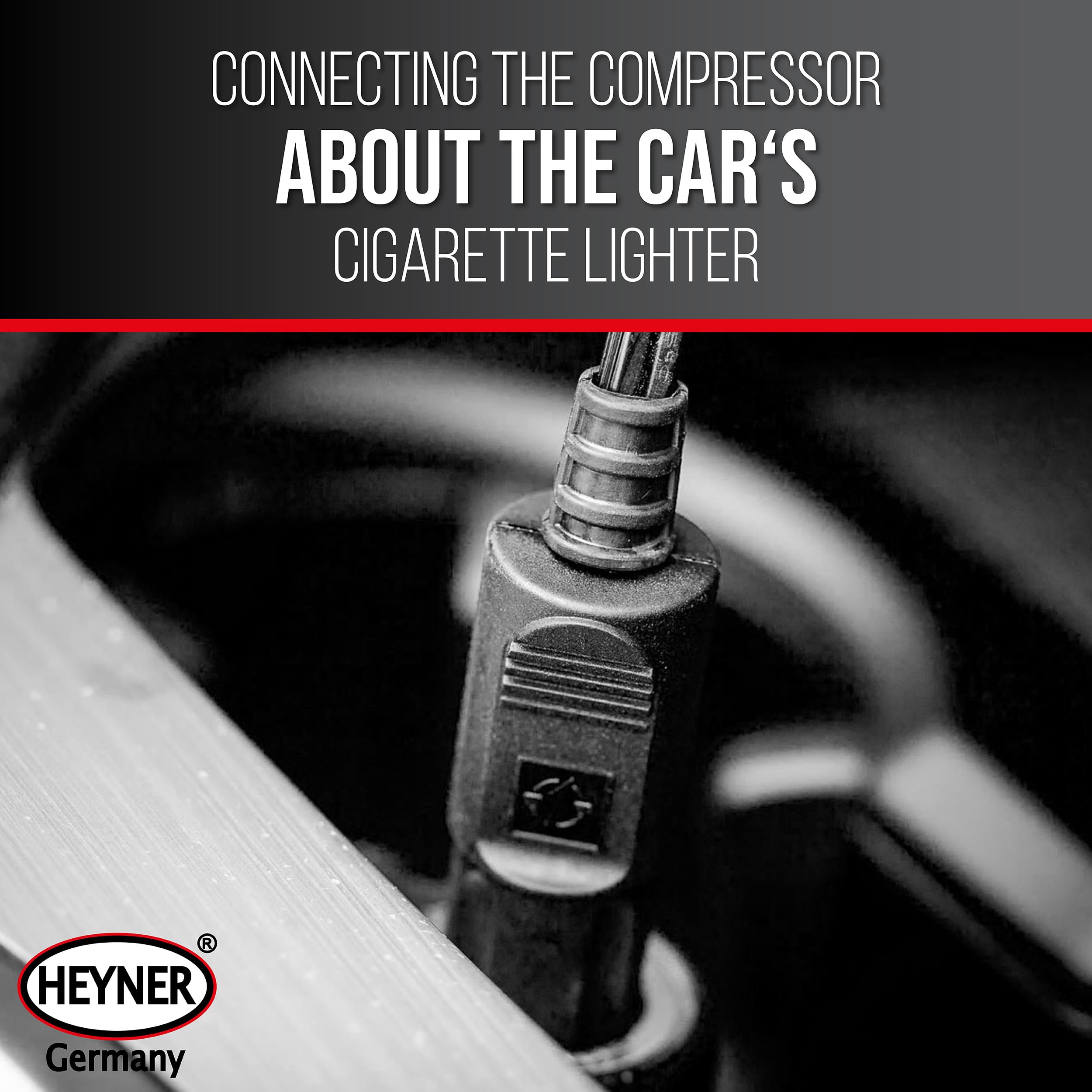 HEYNER® Compressore mini I, borsa I 12 V/120 W, aria compressa 10 bar/150 PSI, manometro digitale, illuminazione a LED, pompa ad aria elettrica, compressore portatile, 10 bar, accendisigari
