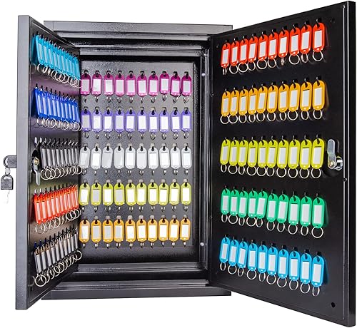 Key Lock Box Cabinet with 120 Hooks, Key Cabinet Wall Mount Key Organizer with Key Tags,Key Safe for Car, Hotels, Office, House
