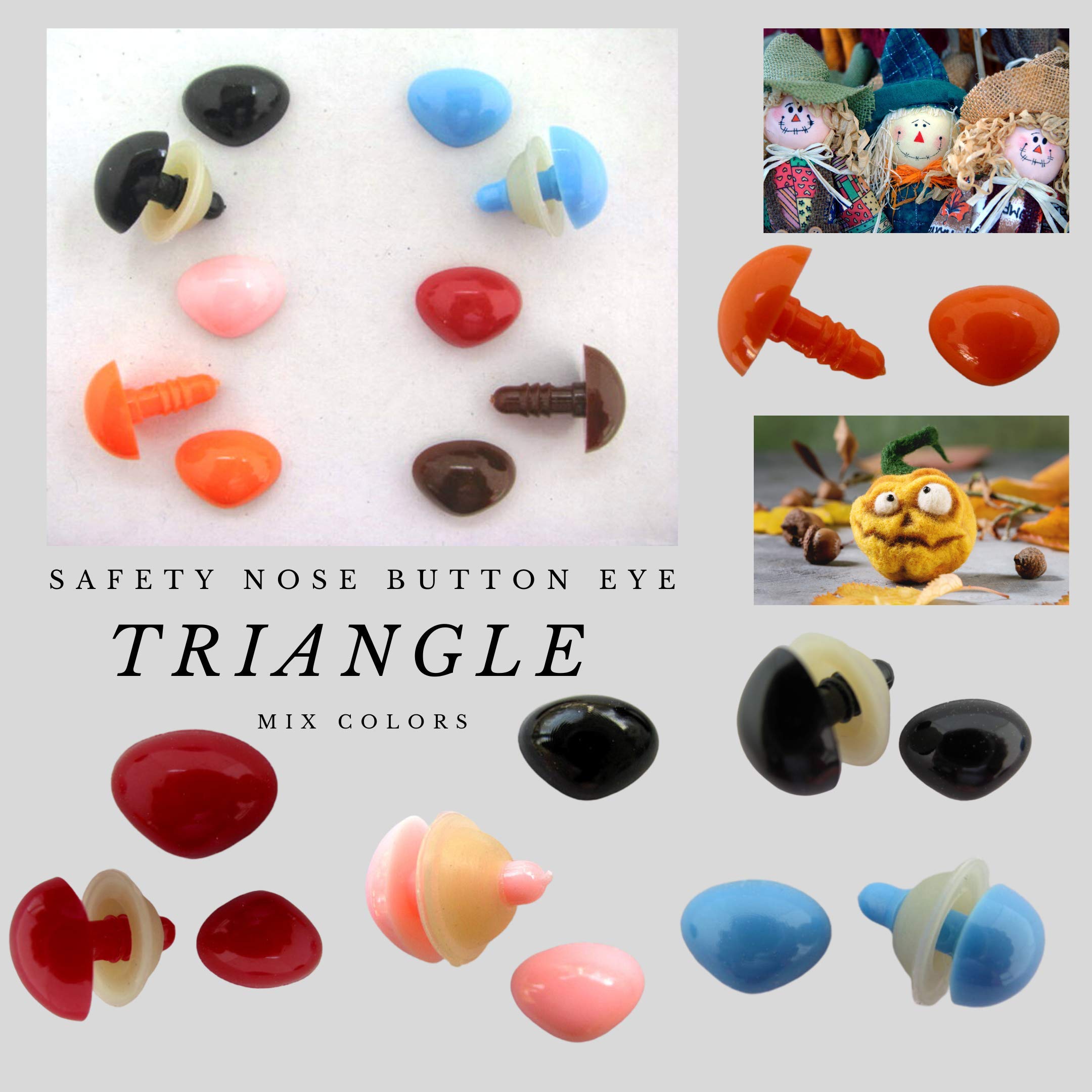 Safety Nose Button Eye Triangle Shape Mix Colors (6mm)