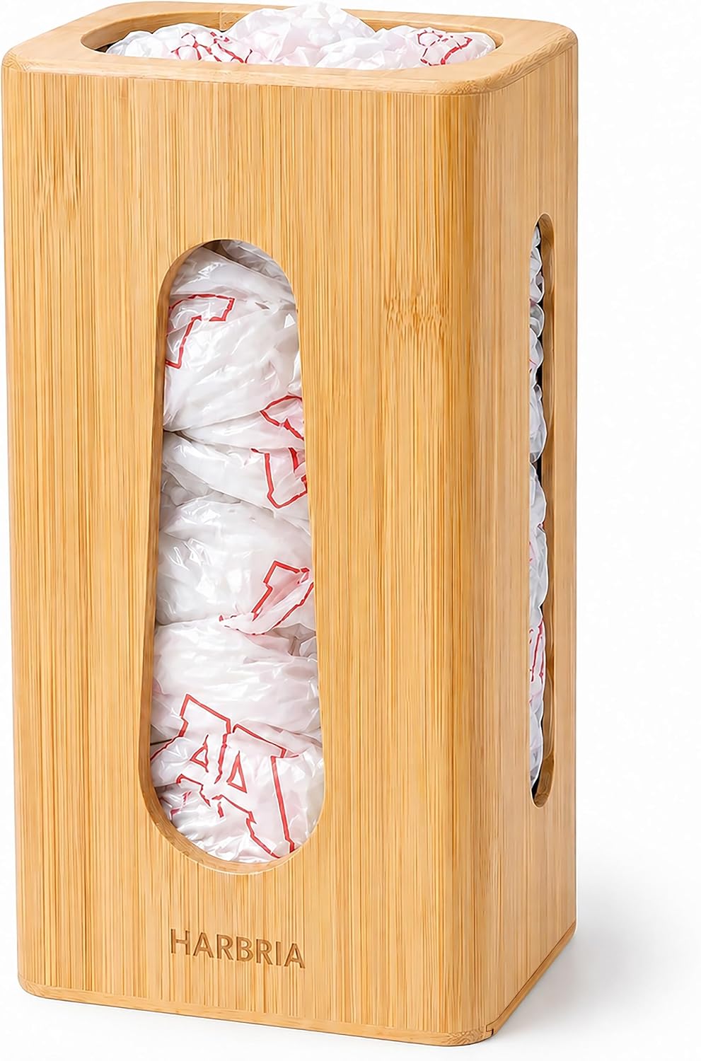 Bamboo Grocery Bag Holder, Wall Mount Plastic Bag Holder | Freestanding plastic bag organizer for easy storage, top loading and front access