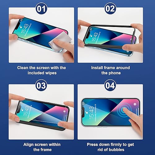 Miniatura 4 de ImpactStrong Paquete de 3 protectores de pantalla a prueba de roturas de vidrio templado para iPhone 16eiPhone 14iPhone 13iPhone 13 Pro Instalación