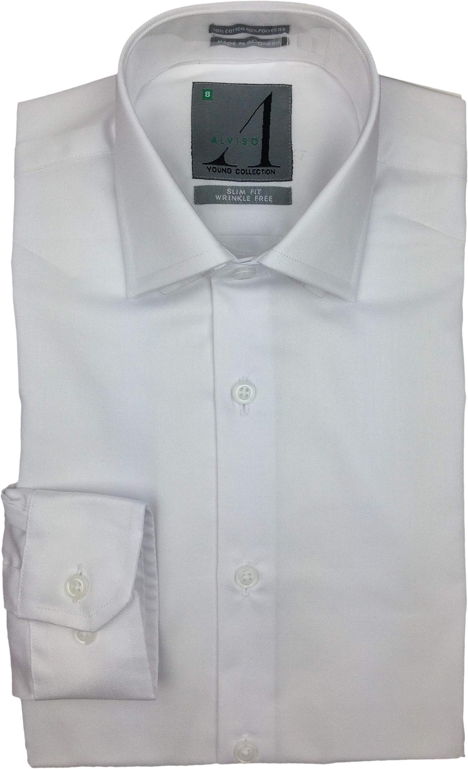 Alviso Boys White Long Sleeve Dress Shirt
