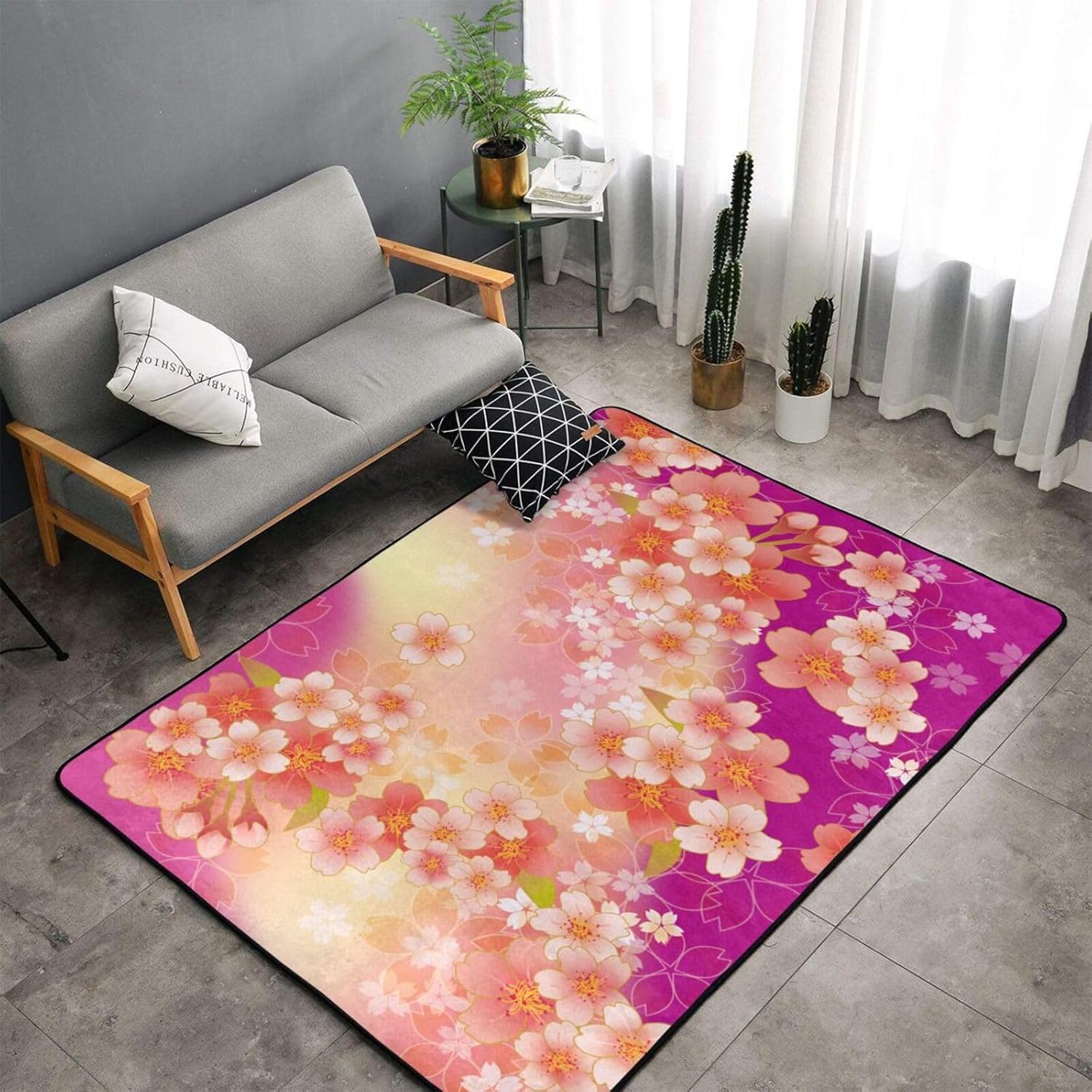 玄関マット 洗える 北欧 花柄 おしゃれ ラグ ラグマット 70×120 厚手 ふかふか かわいい フラワー 赤 レッド 滑り止め 室内 屋内 品名  アベル 70×120cm 北海道☆絨毯、ラグ専門店 大漁カーペット カーペット 和風 和柄 桜 花 ラグマット じゅうたん 絨毯 床マット おしゃれ 滑り止め 洗える オールシーズン 150×100c