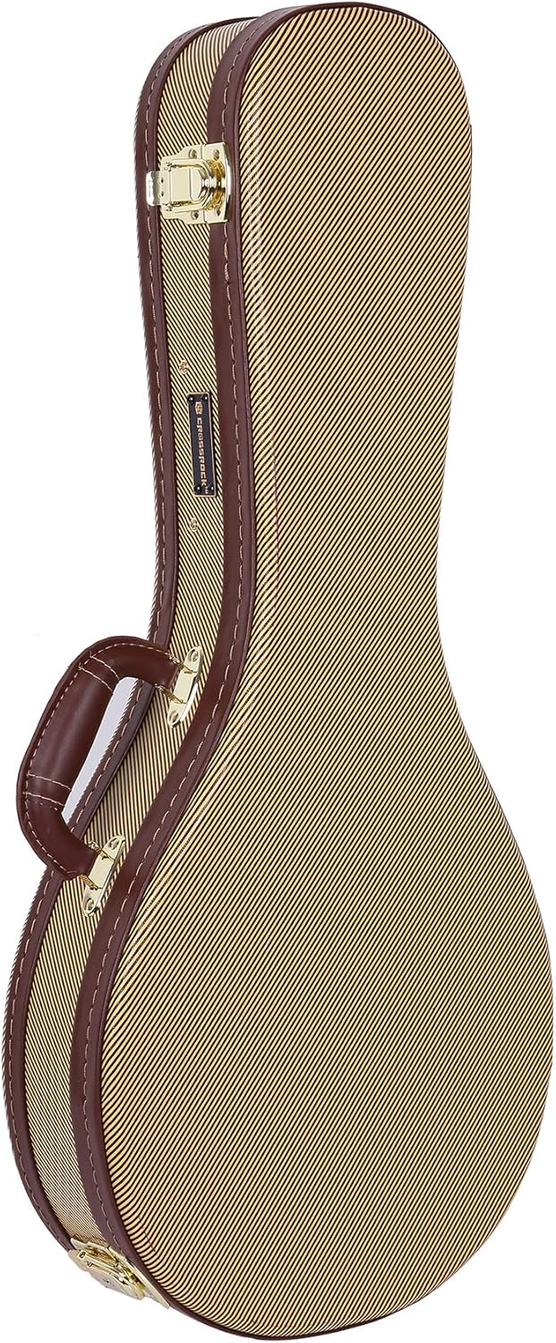 Crossrock A-Style Mandolin Case | Sponge Lining, Metal Feet, Storage Space - Vinyl Tweed(CRW600MATW)
