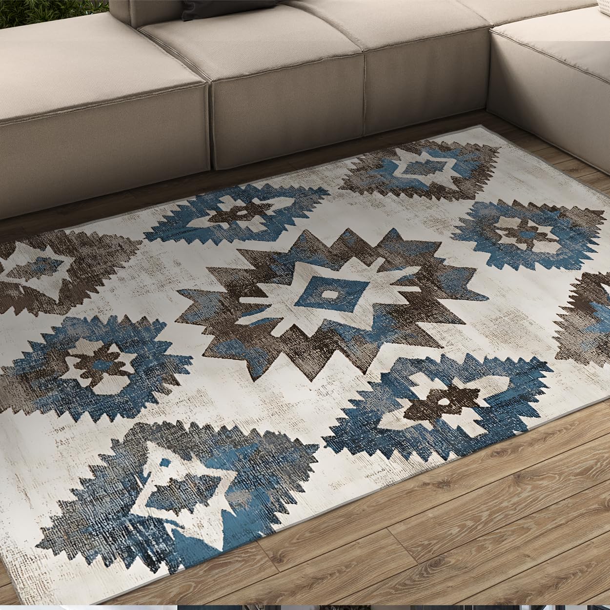 Moquette salon aztèque 180x270 lavable anti-dérapante