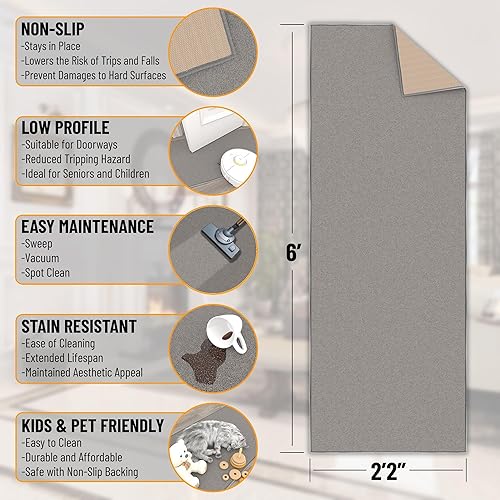 Miniatura 150 de Sweet Home Stores Alfombra lavable antideslizante con parte trasera de goma para cocina, pasillos, baño, entrada, dormitorio, 2 pies 3 pulgadas x 3