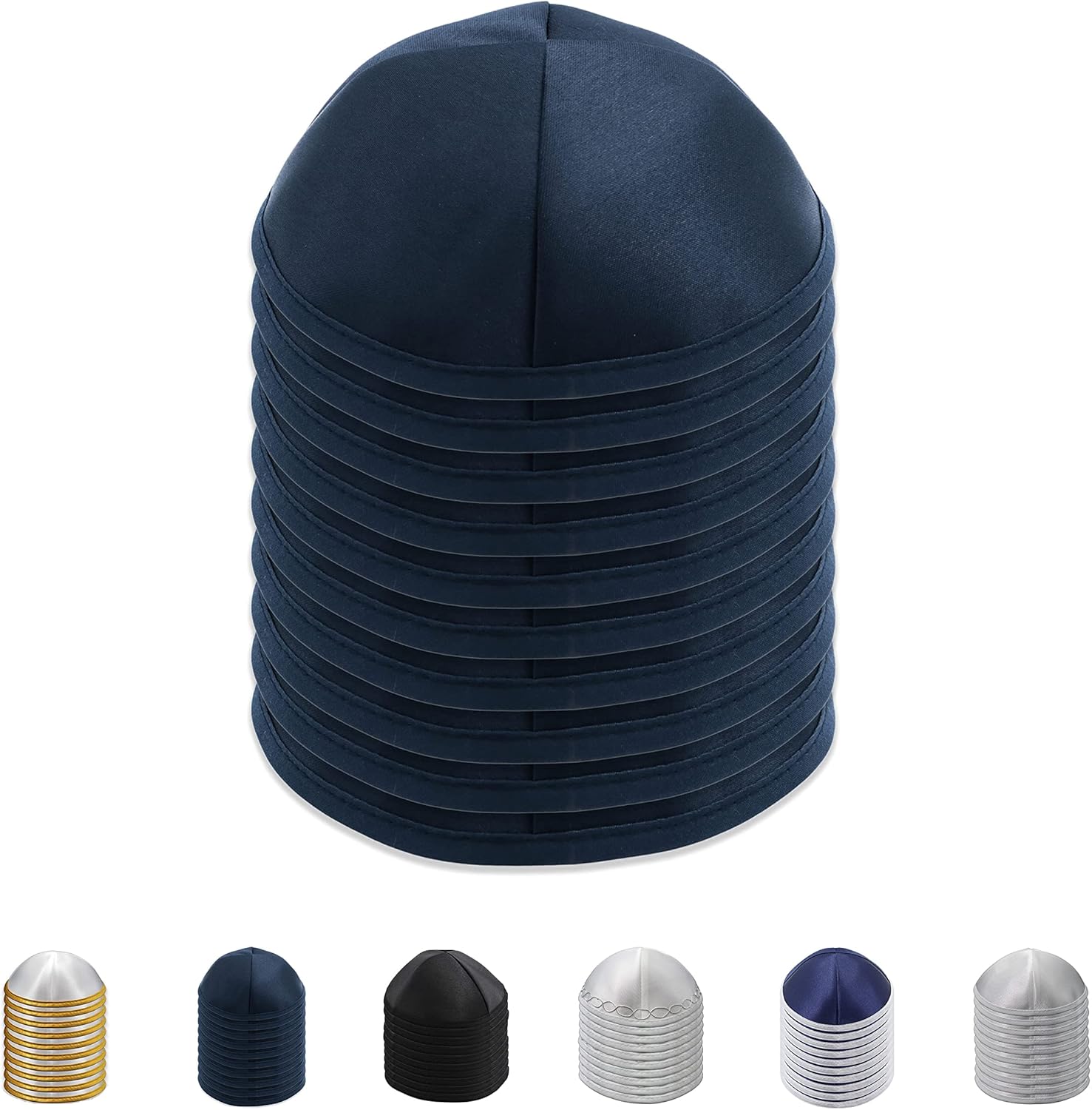 Yarmulke for Men & Boys 10-Pack Satin Kippah Cap, Size 19 cm, Jewish Yamaka Hat