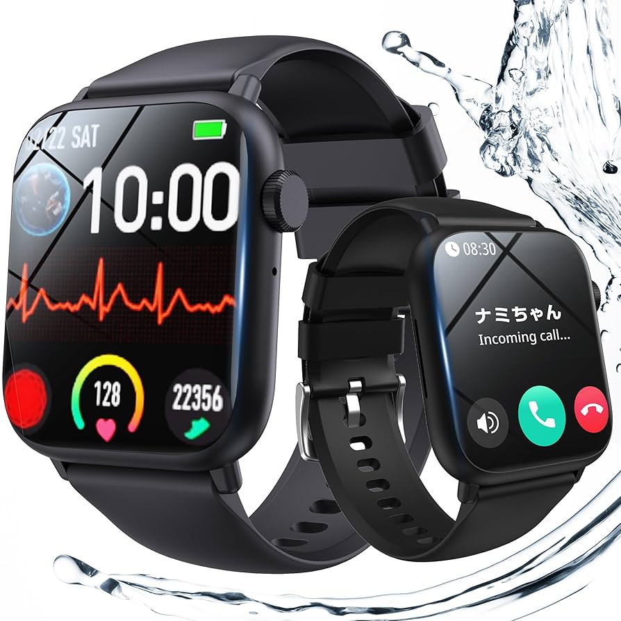 時計 line: ubii2 Amazon | スマートウォッチ 通話機能付き LINE着信通知 1.85