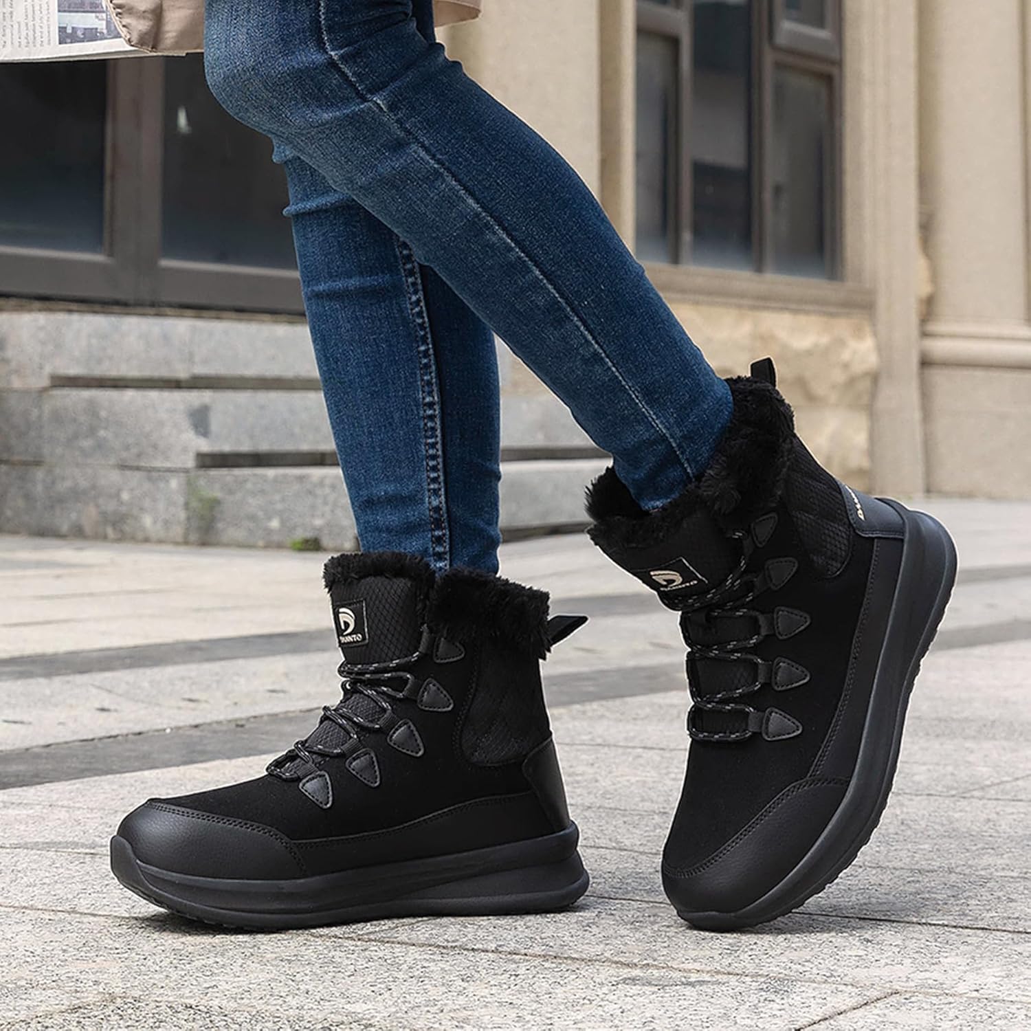 Dannto Womens Winter Snow Boots Warm Fur Lined Ankle Shoes Water Resistant Booties Non Slip Sole - Image 2