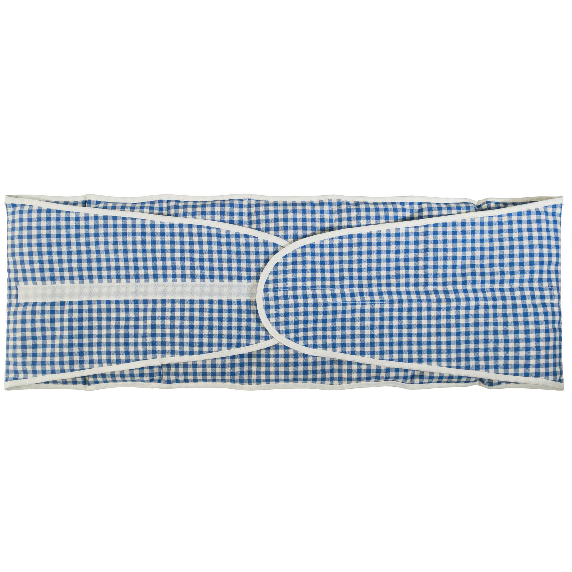 Traubenkernkissen 7-Kammer mit Gürtel & Klettverschluss - Länge ca. 135cm - blau-weiß - Wärmekissen XXL Körnerkissen