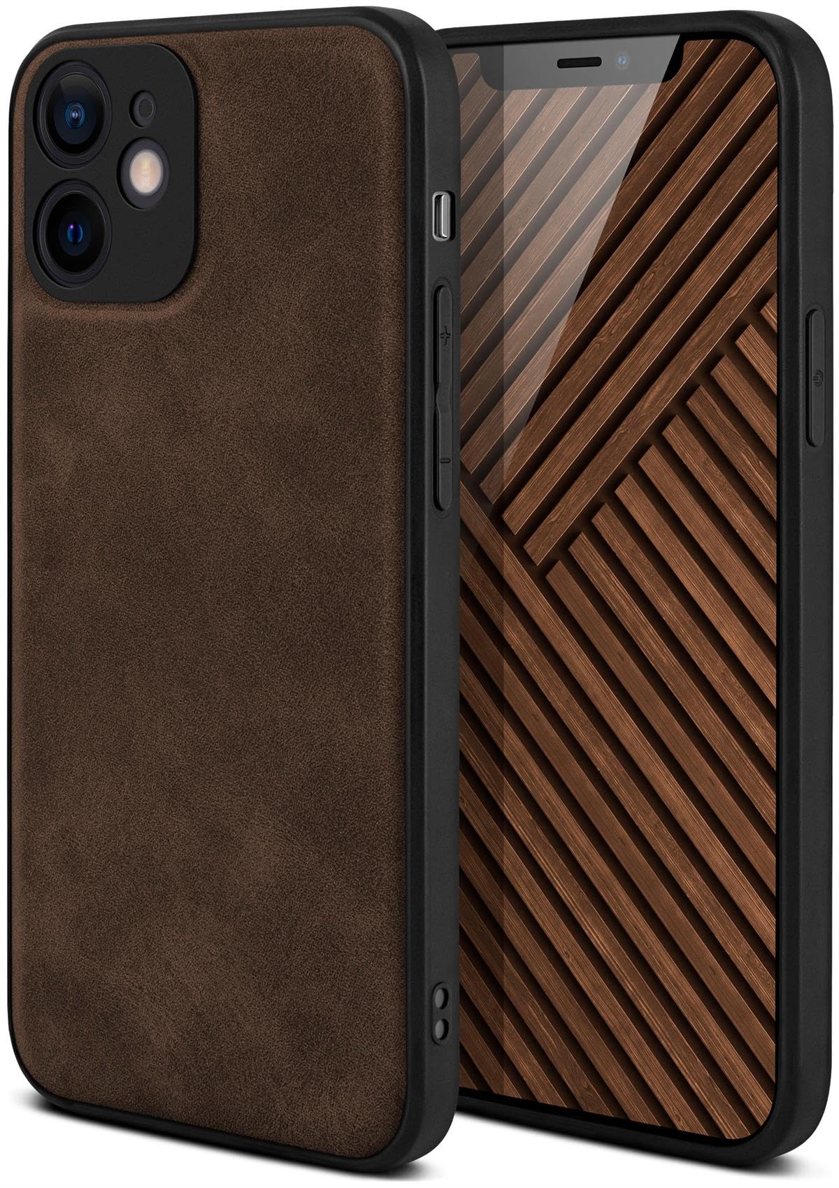 Coque Oneflow Pali Pour IPhone 12 - Cuir Végétalien Marron - Protection Complète
