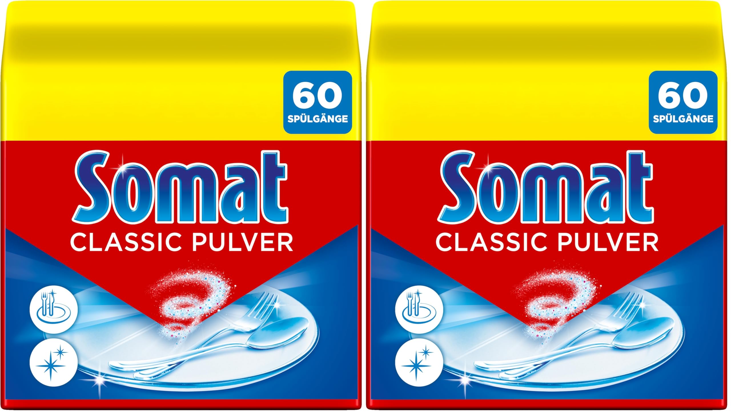 Somat Classic Spülmaschinenpulver (60 Spülgänge), Geschirrreinigung (Packung mit 2)