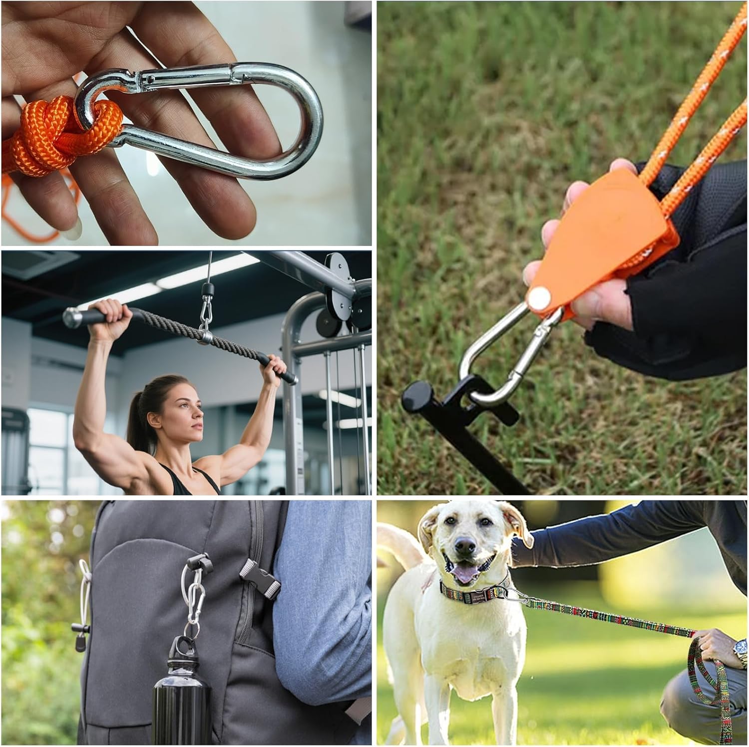 MIVIDE 100 Pack M4 x 1.57 Inch Carabiner Clips Spring Snap Hook, 304 Stainless Steel Heavy Duty Snap Hooks Carabiner Quick Link Clip for Camping Hiking Traveling Outdoor Swing Gym, 110Lbs Capacity - Image 7