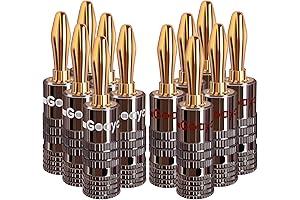 Banana Plugs for Speaker Wire - 24K Gold Plated Banana Adapter Connector