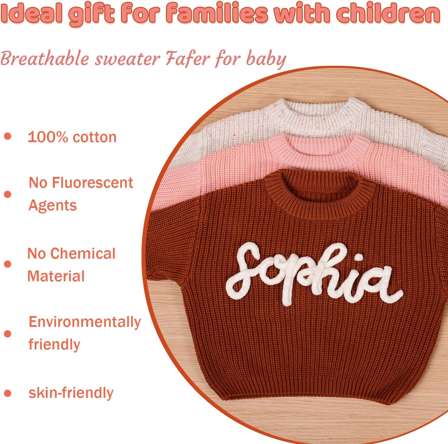 Personalized Baby Sweater - Custom Cotton Knit Pullover, Unisex Crewneck for Toddlers Boys & Girls, Gift for New Mom