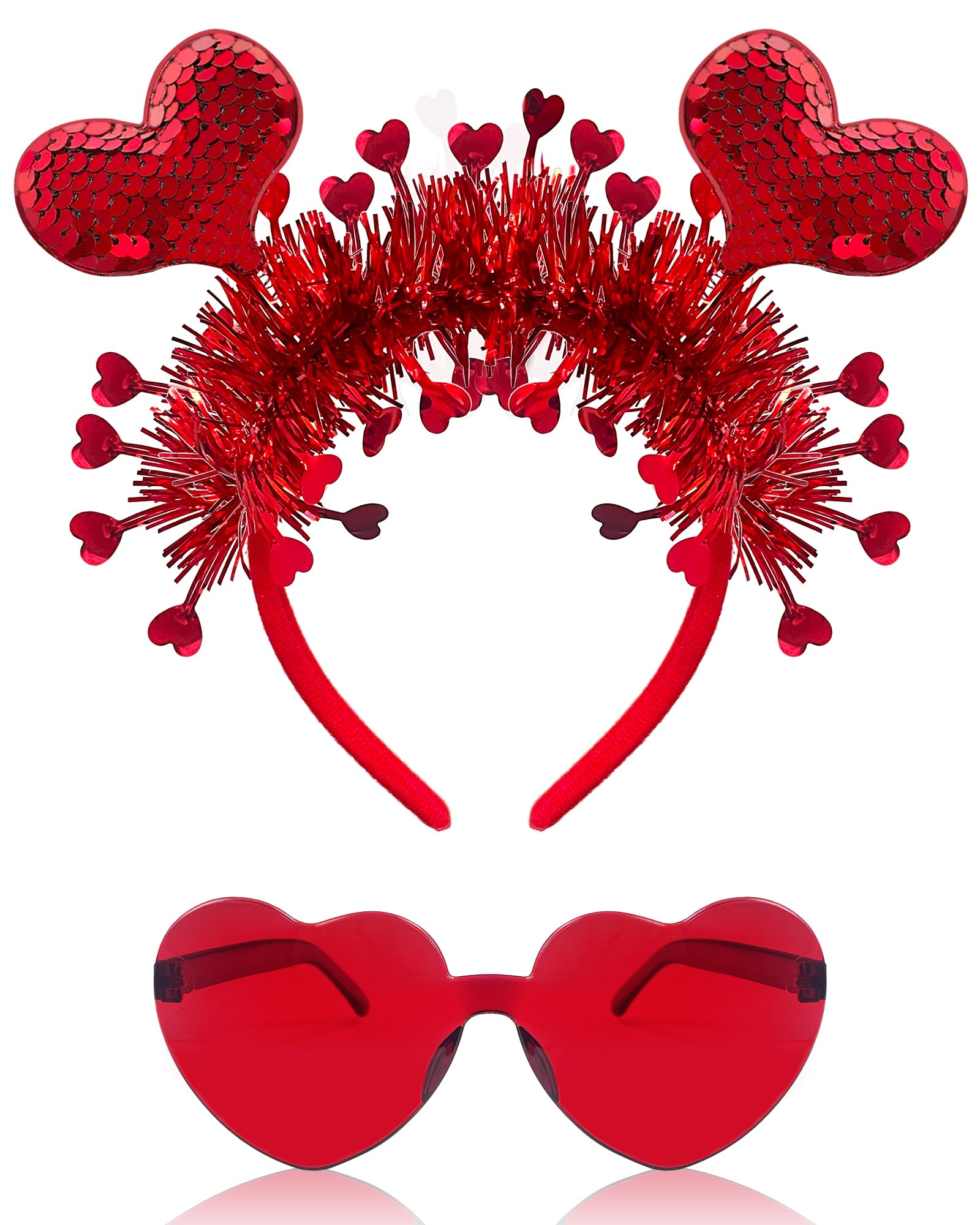 Asikkon Heart Headband Valentines Day Headband with Red Heart Shape Sunglasses Valentine Accessories for Valentine Wedding Anniversary Party Favors