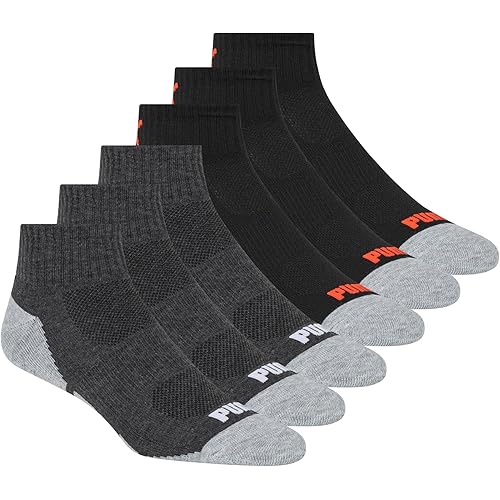 PUMA Men's 6 Pack Quarter Crew Socks