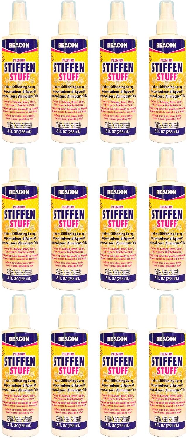 BEACON Stiffen Stuff Fabric Stiffening Spray - Quick, Even Application with No Flaking or Cracking, 8-Ounce, 12-Pack