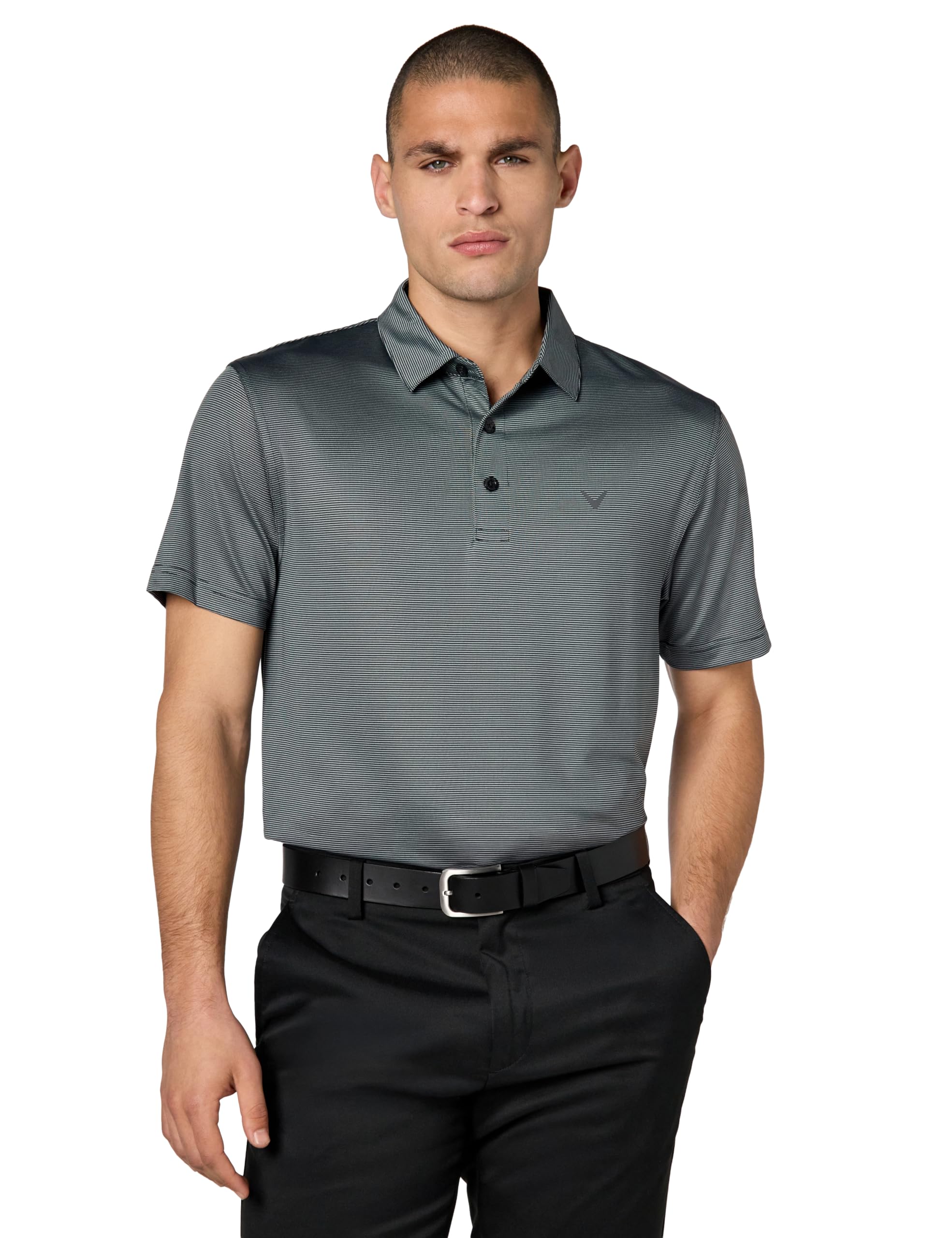 Callaway Mens Fine Line Stripe Short Sleeve Moisture-Wicking Stretch Golf Polo Shirt Available in Big Tall