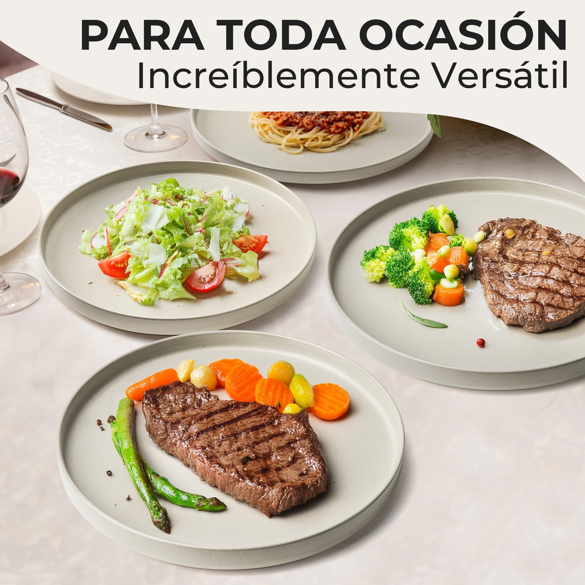 MIAMIO – Juego de platos para 4/Juegos de Vajilla para 4 Personas, Gres Mate Beige, Lavavajillas y Apto para Microondas – Colección Sierra (Claro, Platos Pequeños (4x))