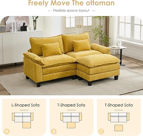 Miniatura 3 de URRED Cloud Couch - Sofá modular modular de 87 pulgadas, moderno sofá de asiento profundo en forma de L con otomana y almohadas, sofás de felpilla