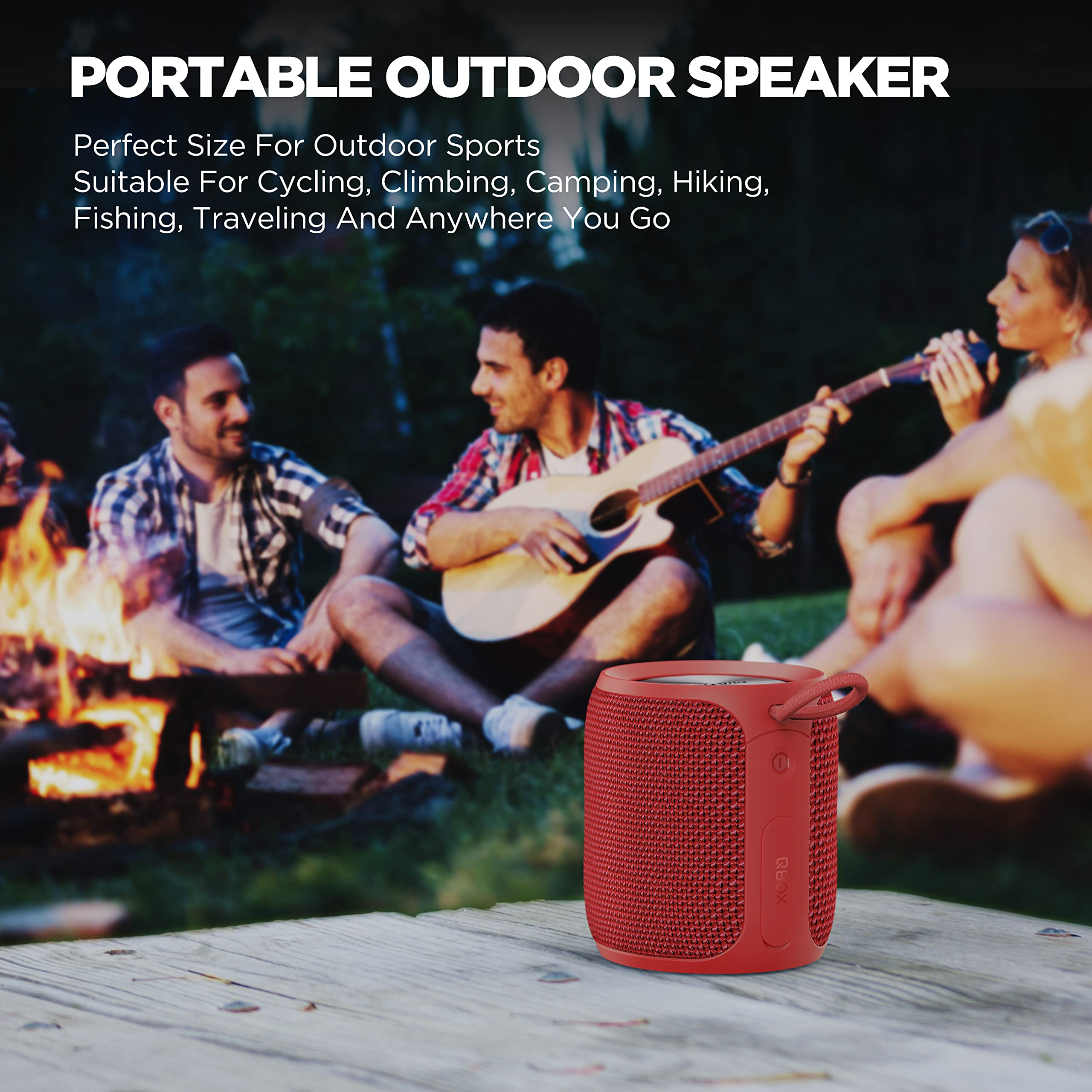 MIATONE QBOX Speaker, Portable Bluetooth Speaker with Strong Bass, IPX7