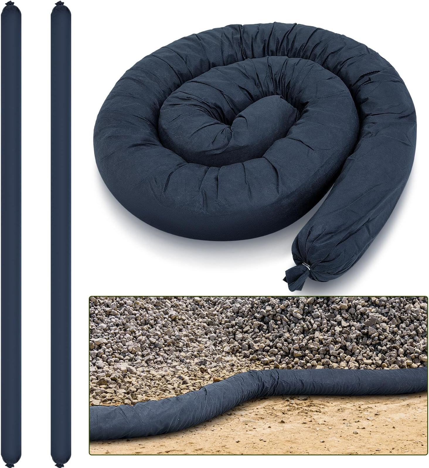 2 Pcs Sediment Filter Erosion Control Blanket Silt Fence Sock with Stuffers Drain Stormwater Sediment Filter for Erosion Control and Storm Drain Protection (Black)