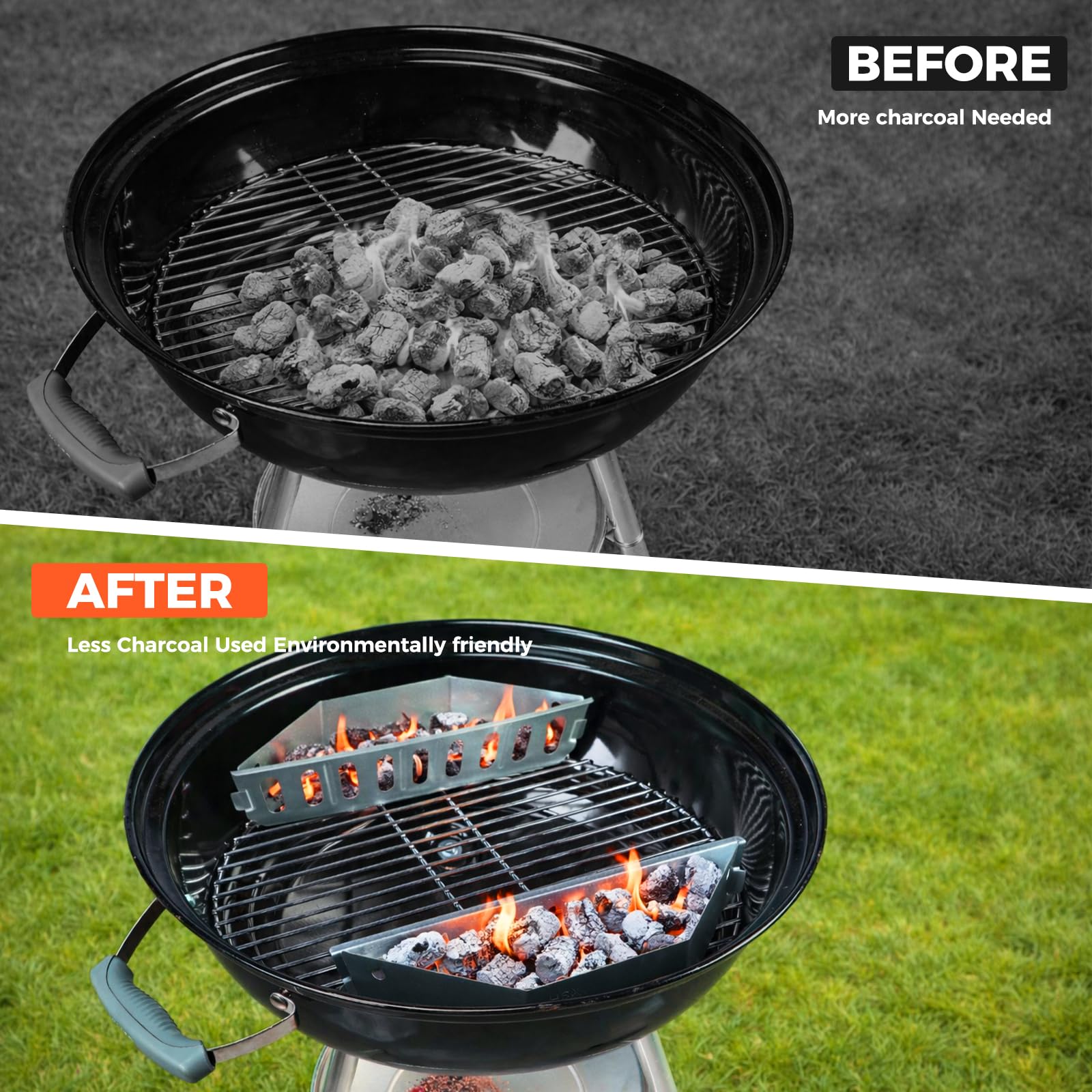 QuliMetal Holzkohlekörbe für Weber Holzkohlengrills von 47, 57, 67cm, Char-Basket für Weber 7403, Kohlekörbe, Holzkohle Briquette Fuel Halter für Kettle, One Touch, Master Touch, Kugelgrills, 2 Stück