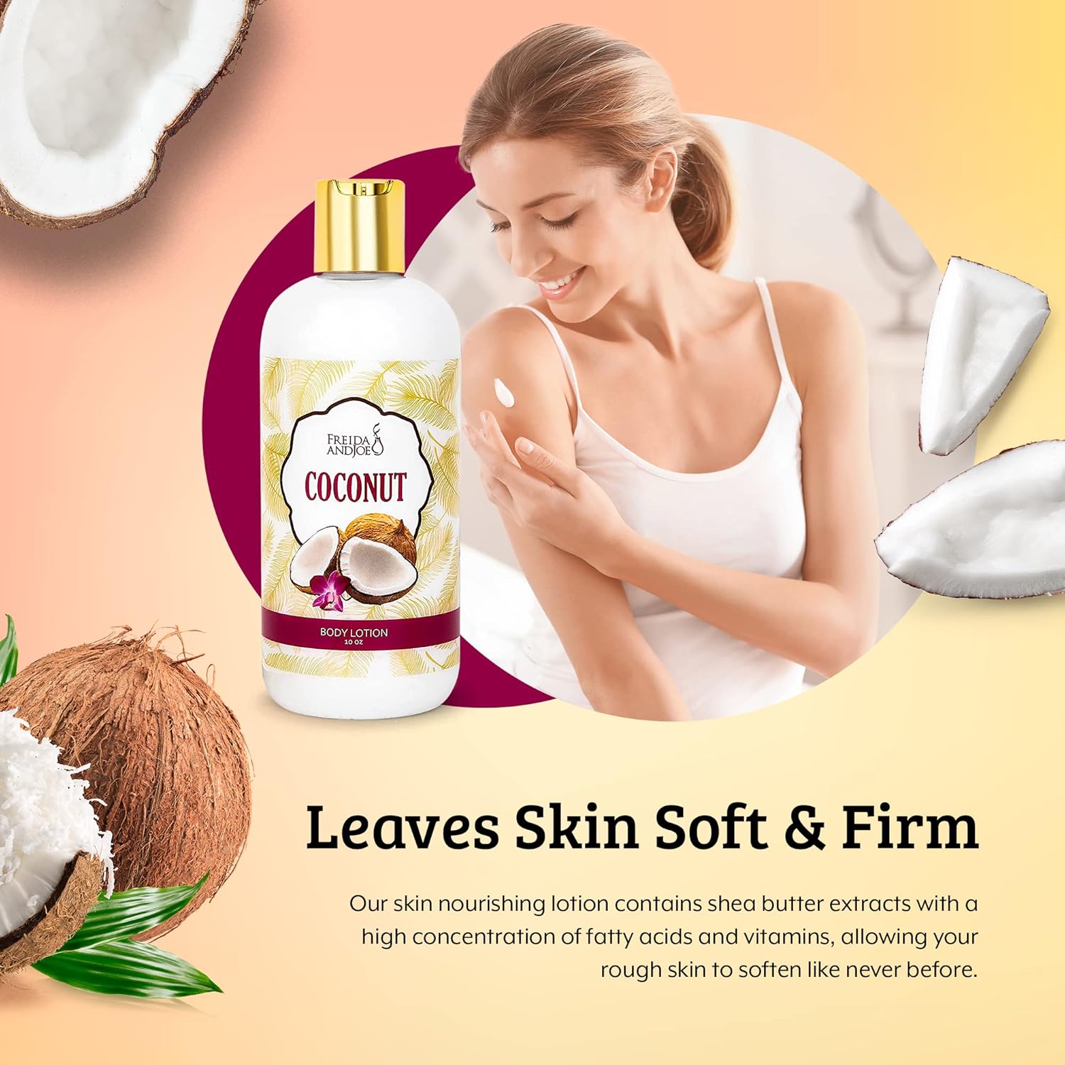 Freida and Joe Scented Body Lotion For Women, Deep Moisturizing Hand Cream, Womens Luxury Stocking Stuffers, 10oz (Coconut) Gift – Mother's Day Gift for Mom - Image 6