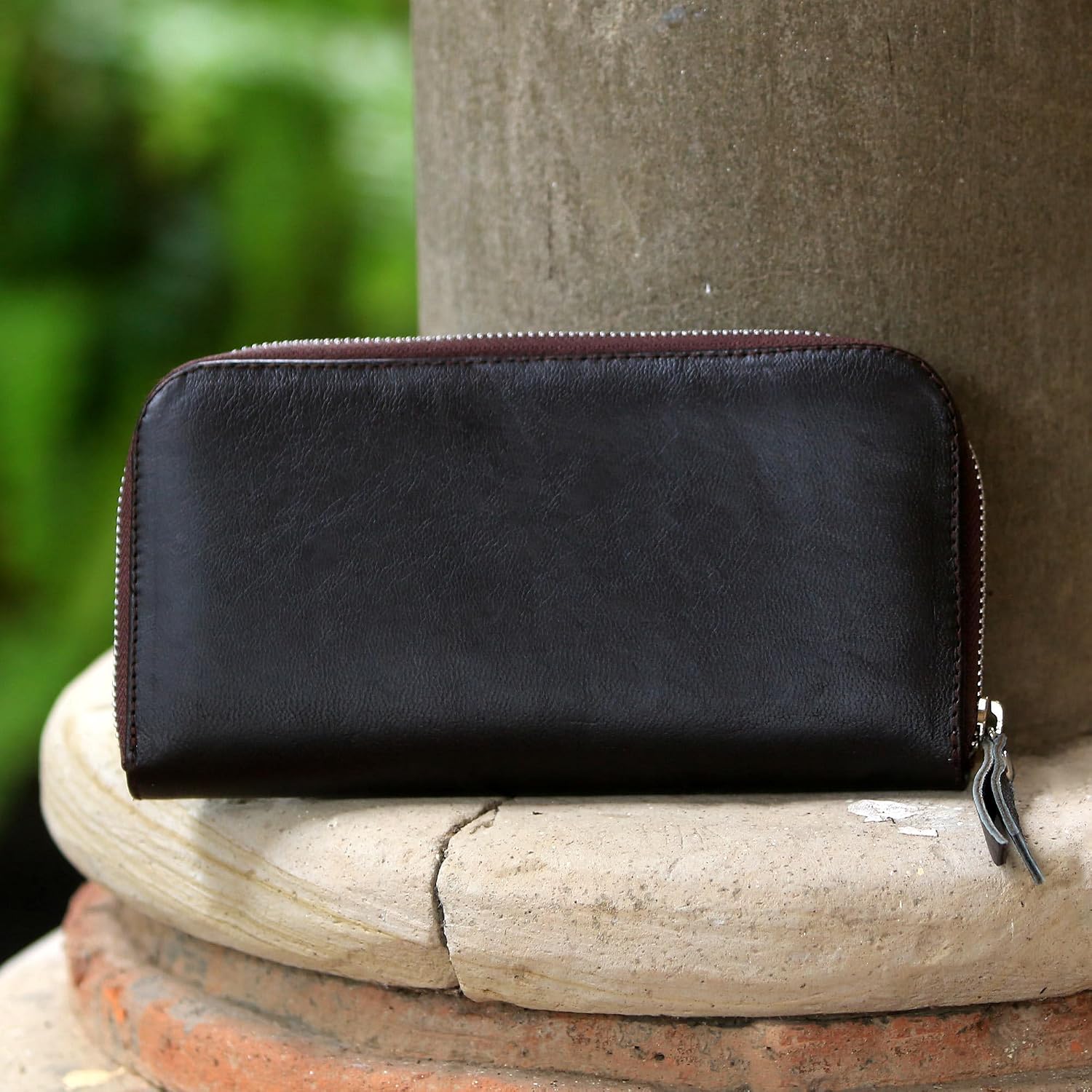 NOVICA Artisan Handmade Leather Clutch Solid in Espresso Crafted Bali Handbags Brown Wallets Indonesia ' Polosan Espresso'