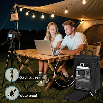Travel Bag Compatible with Anker SOLIX C300 Portable Power Station, Carrying Storage Case Cover with Side Zipper, Multi-Pocket, Shoulder Strap (Bag Only)