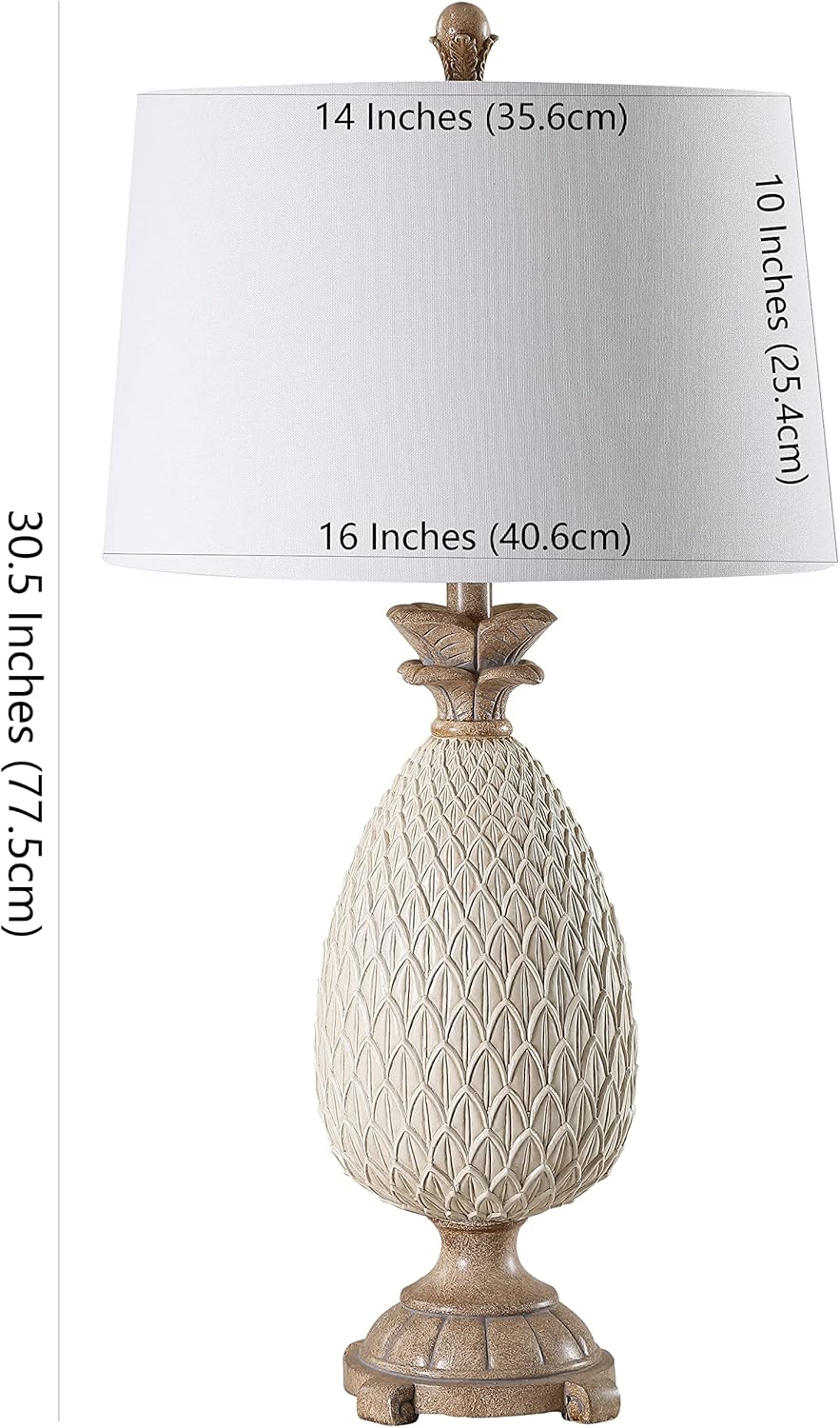 SAFAVIEH Lighting Collection – Briar Set of 2 Coastal Pineapple Table Lamps, Antique Cream & Brown Resin Design, LED Bulbs Included (TBL4120A-SET2)